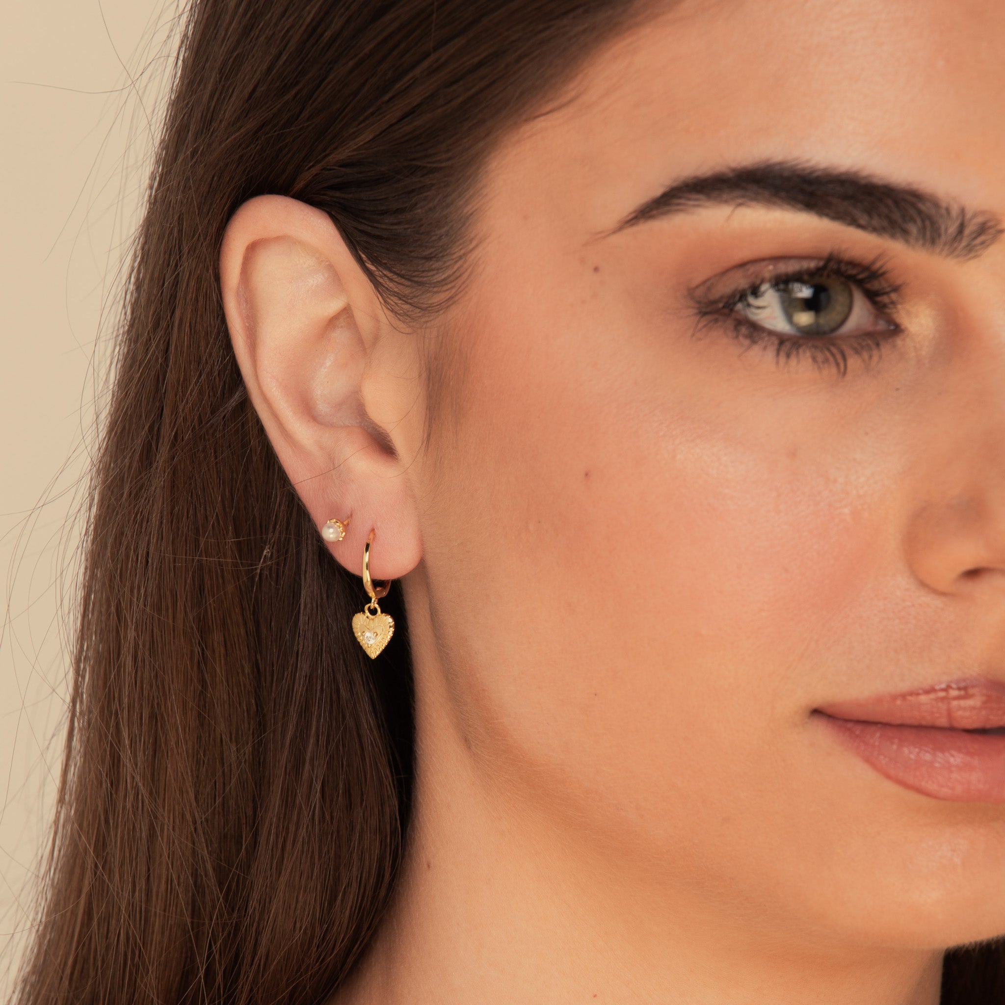 Amour Heart Huggie Earrings Gold