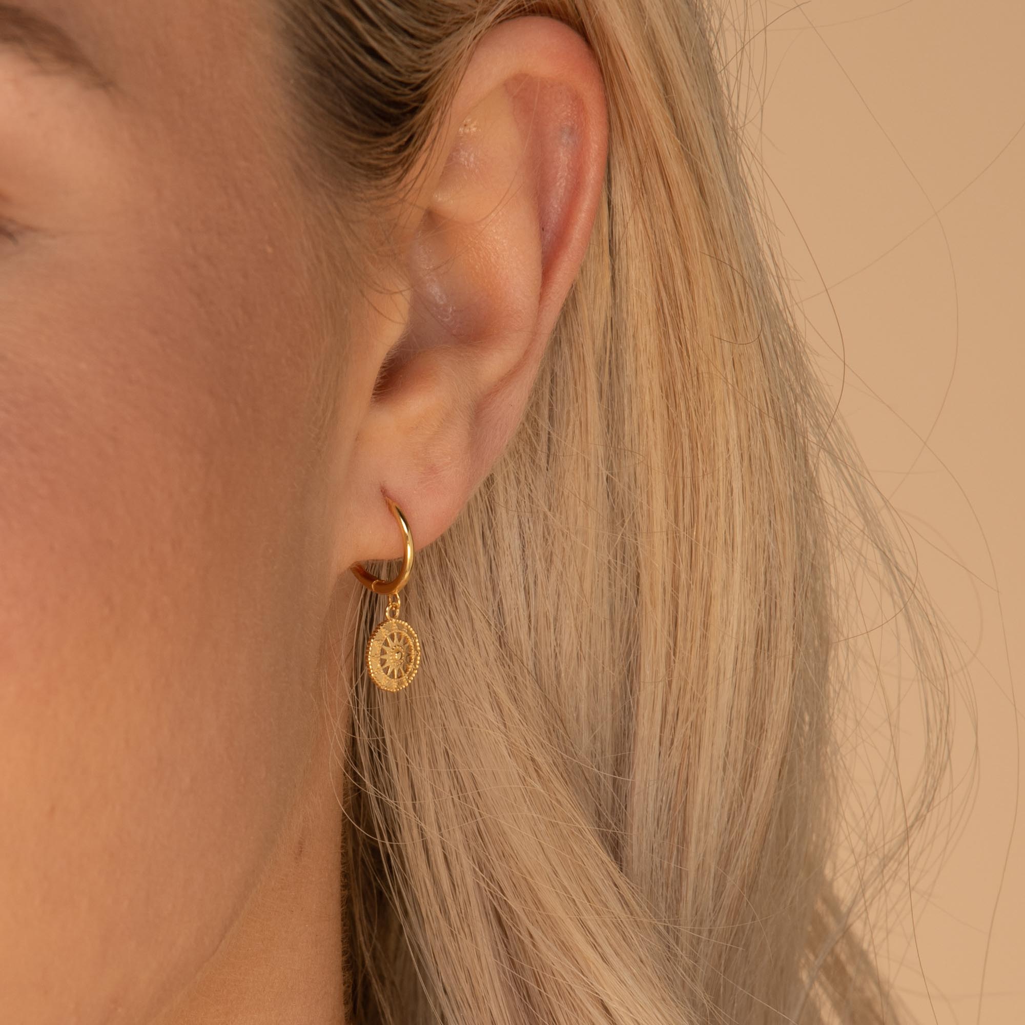 Helios Sun Huggies Earrings Gold