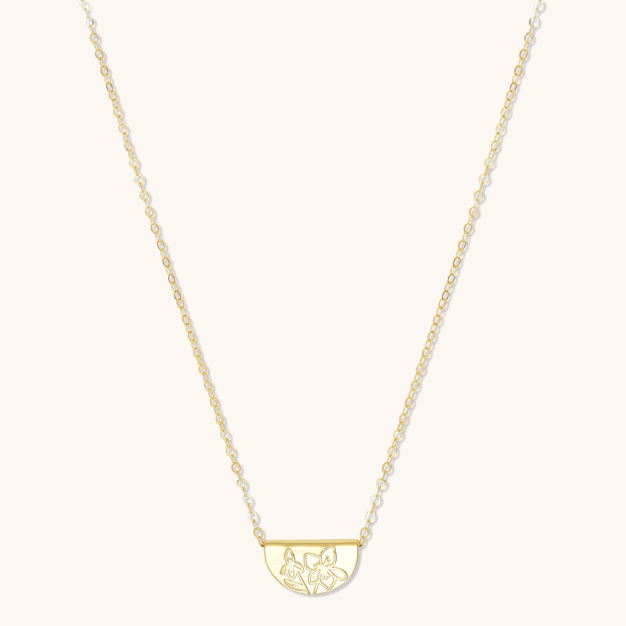 Birth Flower Necklace February (Violet) Gold