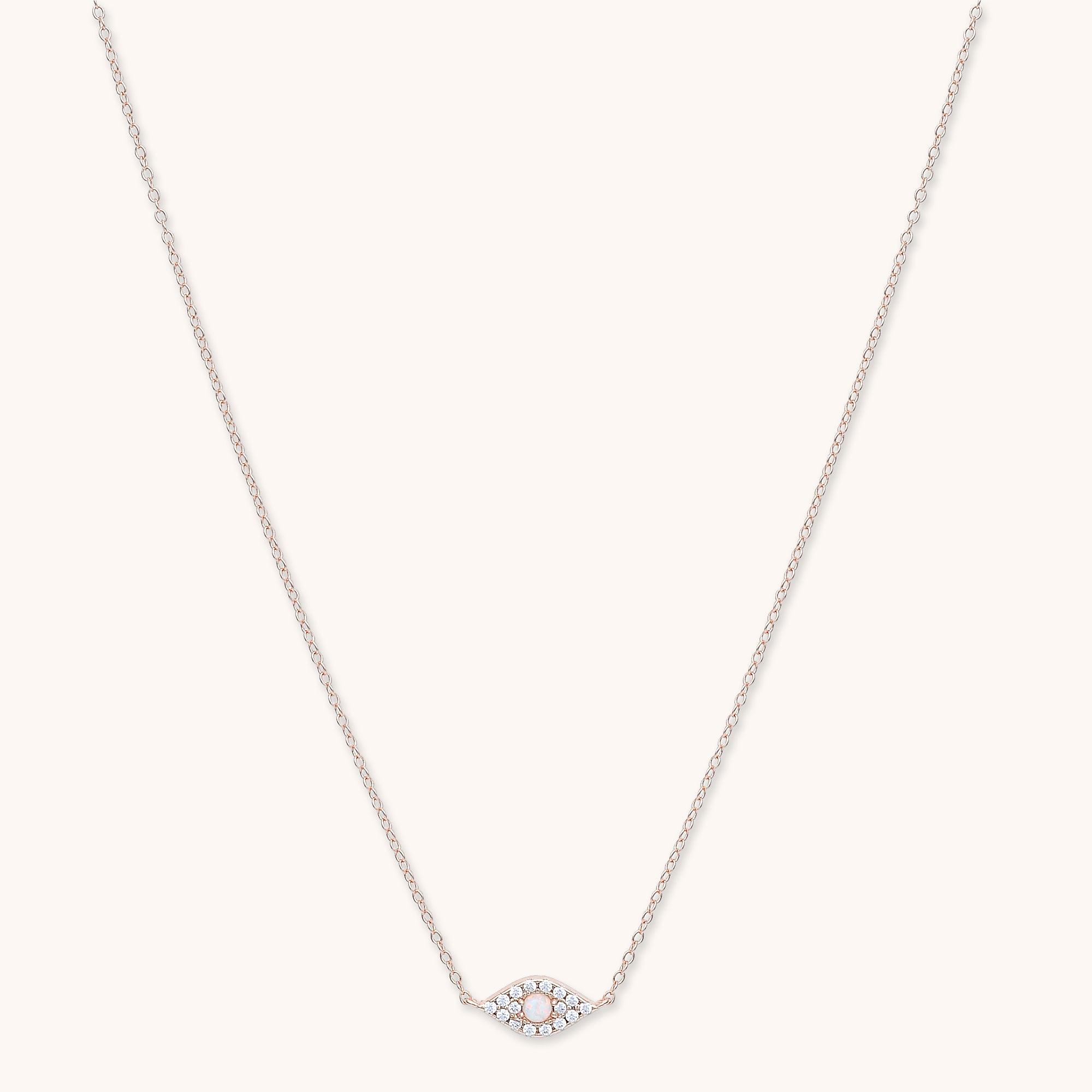 Sapphire Evil Eye Opal Necklace Rose Gold