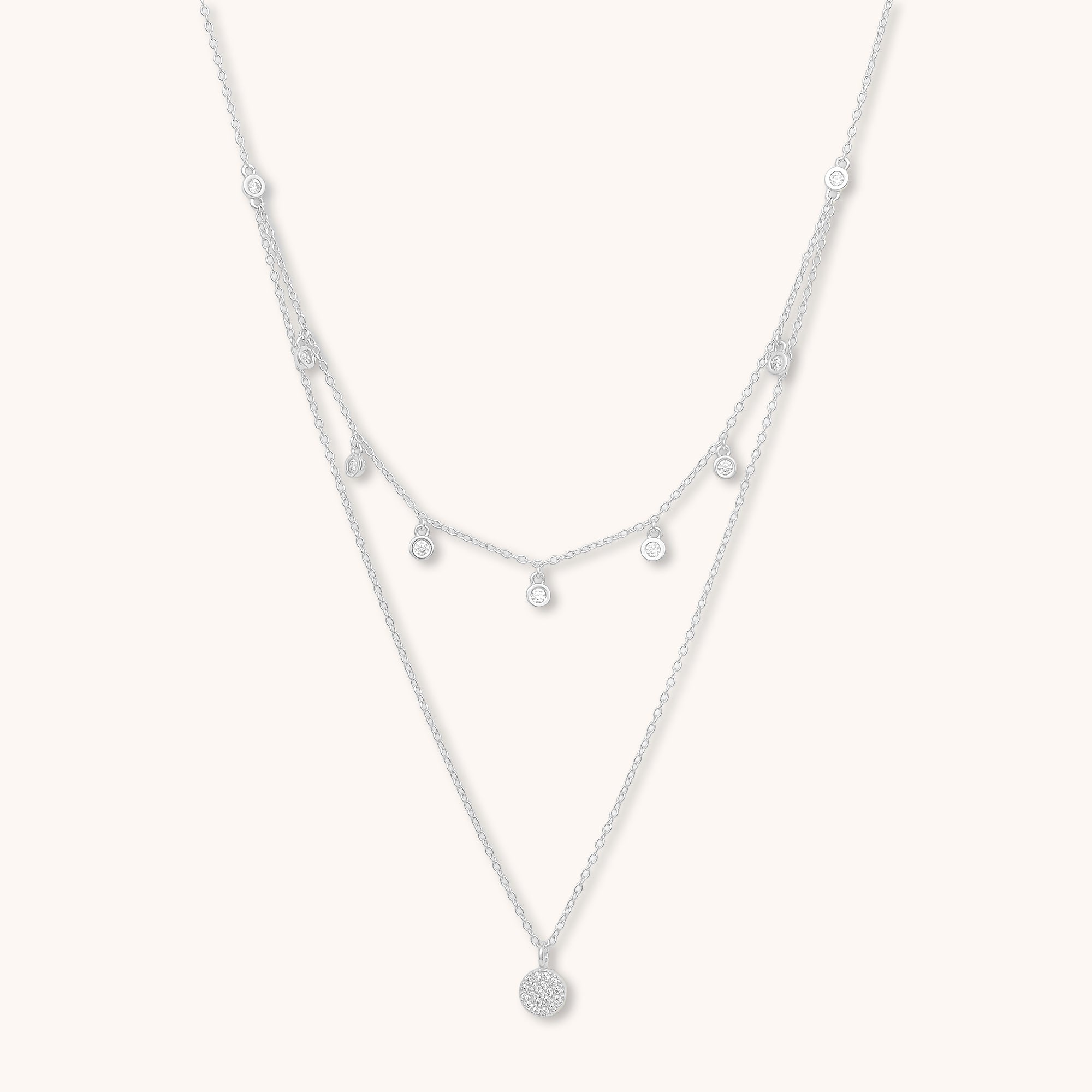 Echo Sapphire Layered Necklace Silver