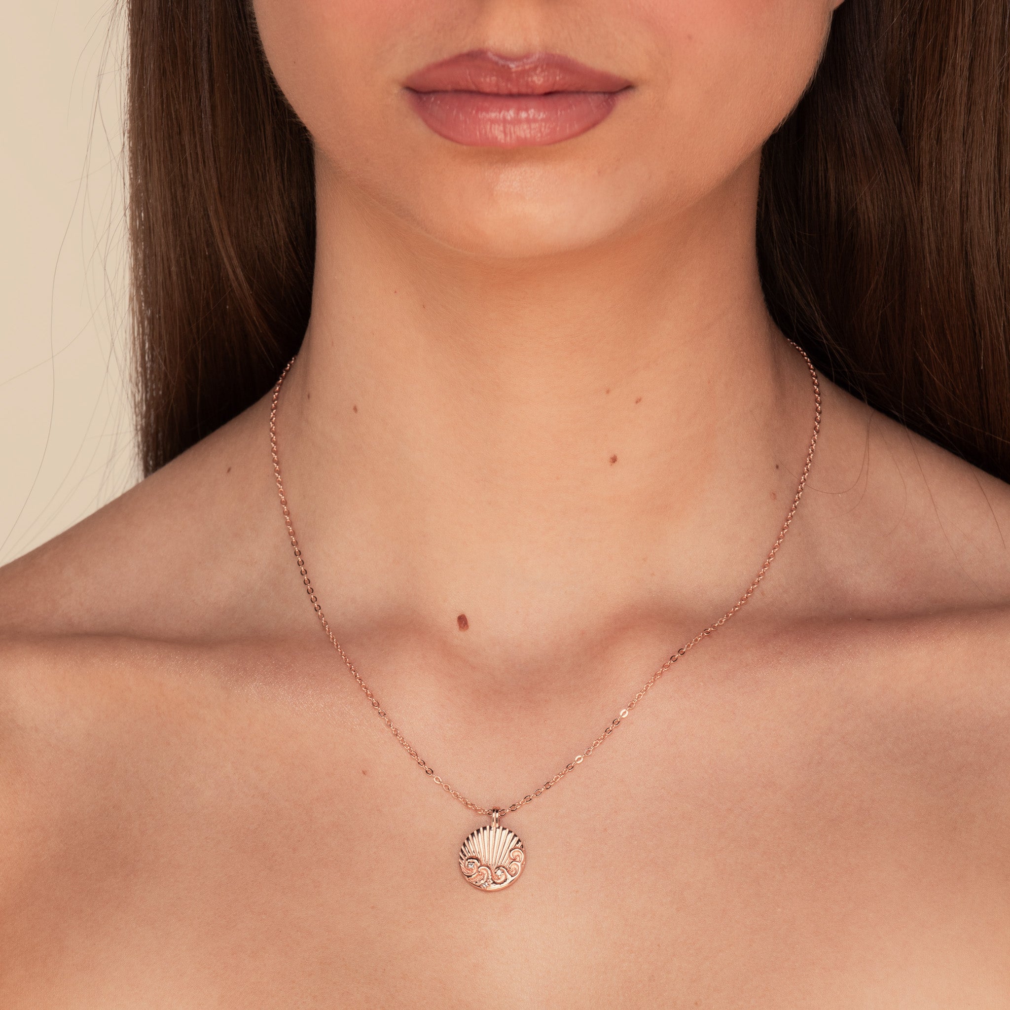 Water Element Medallion Necklace Rose Gold