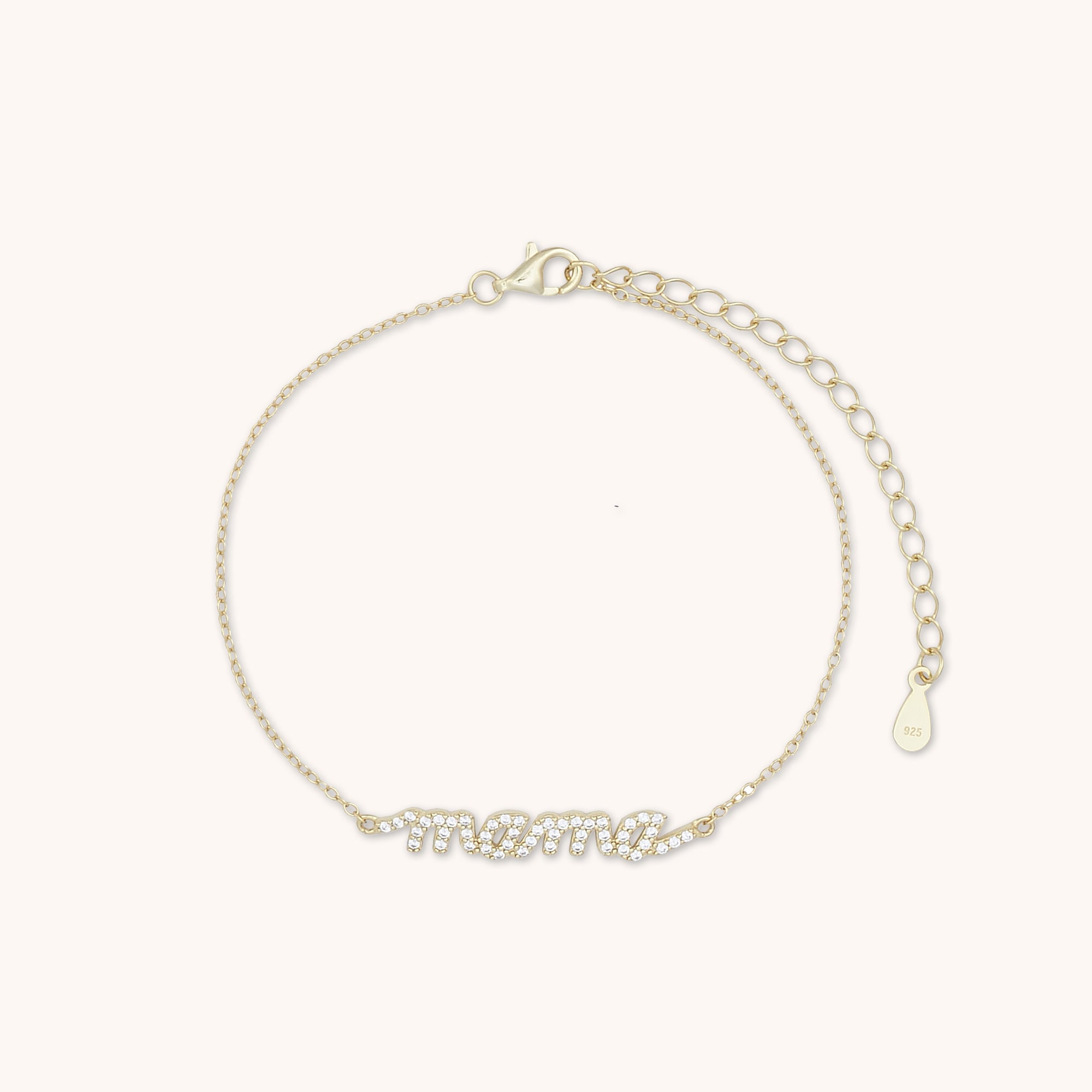 Mama Nameplate Sapphire Bracelet Gold