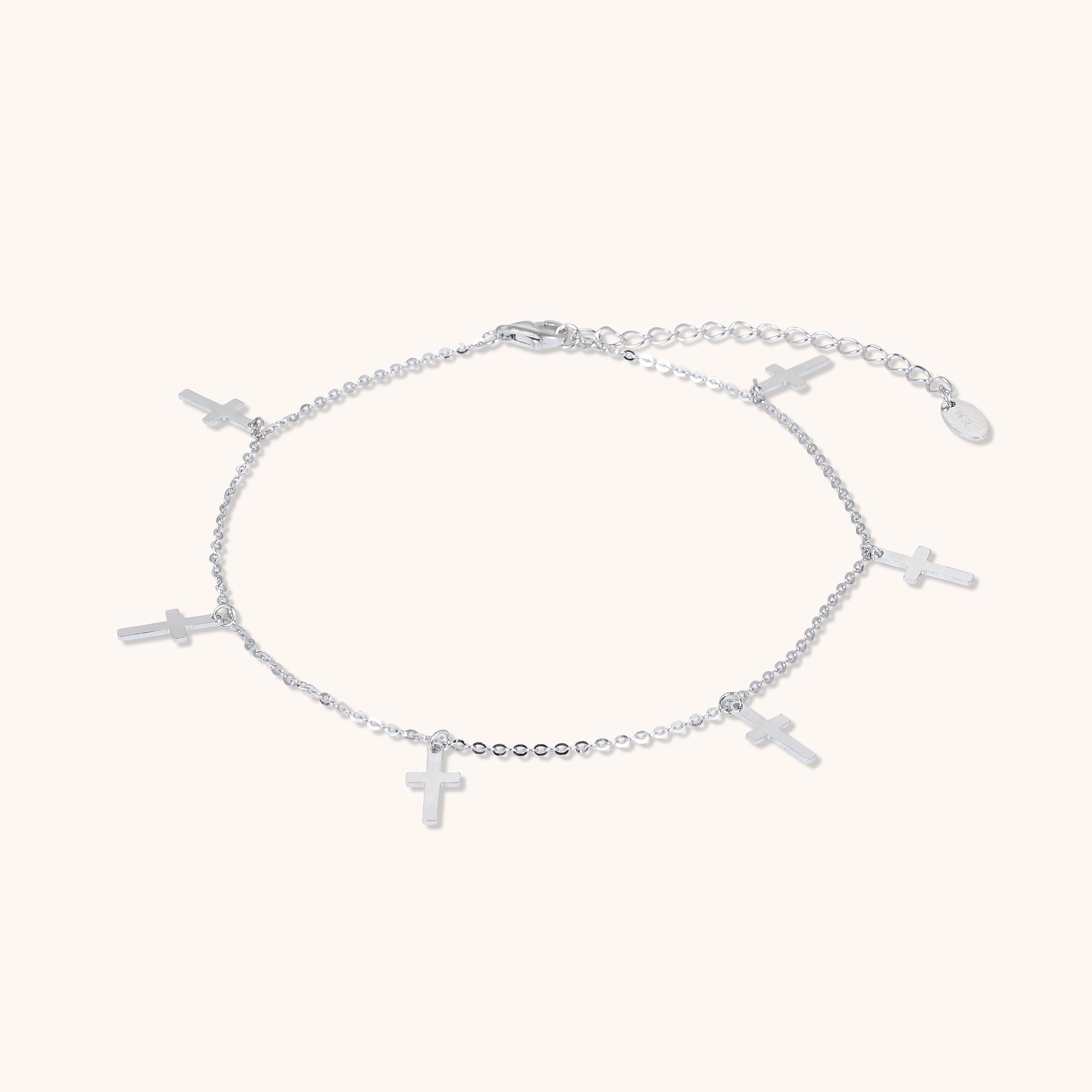 Cross Dangling Anklet Silver