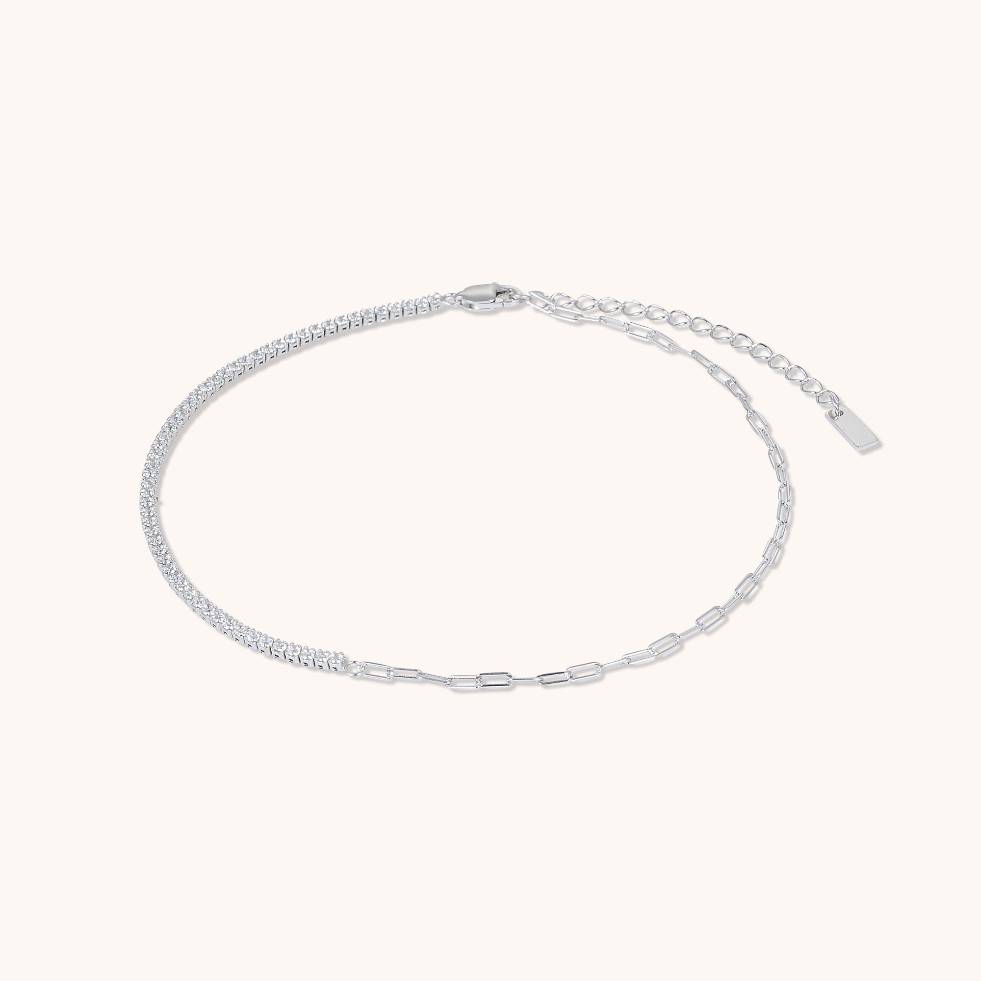 Tennis Link Anklet Silver