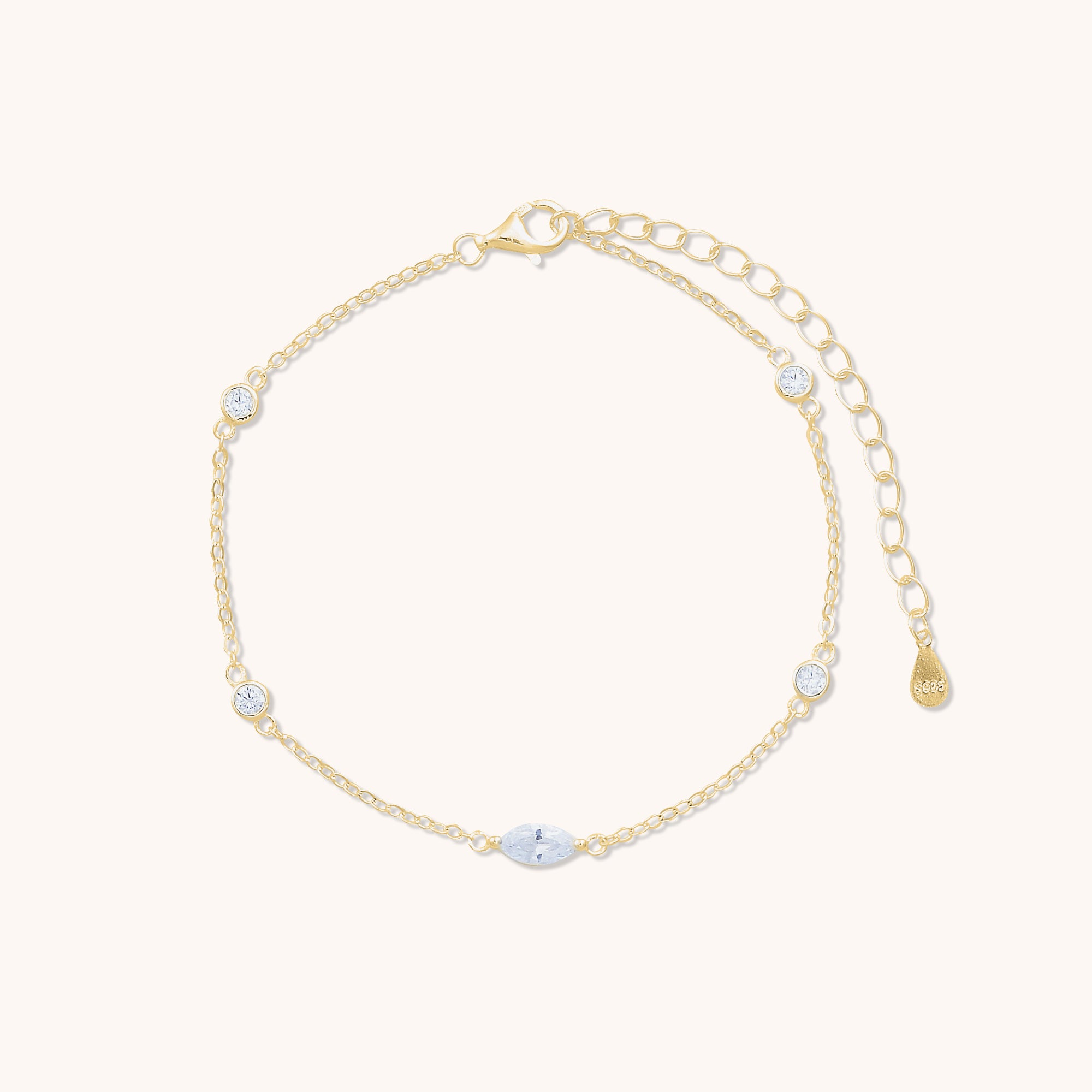 Marquise Station Bracelet Gold