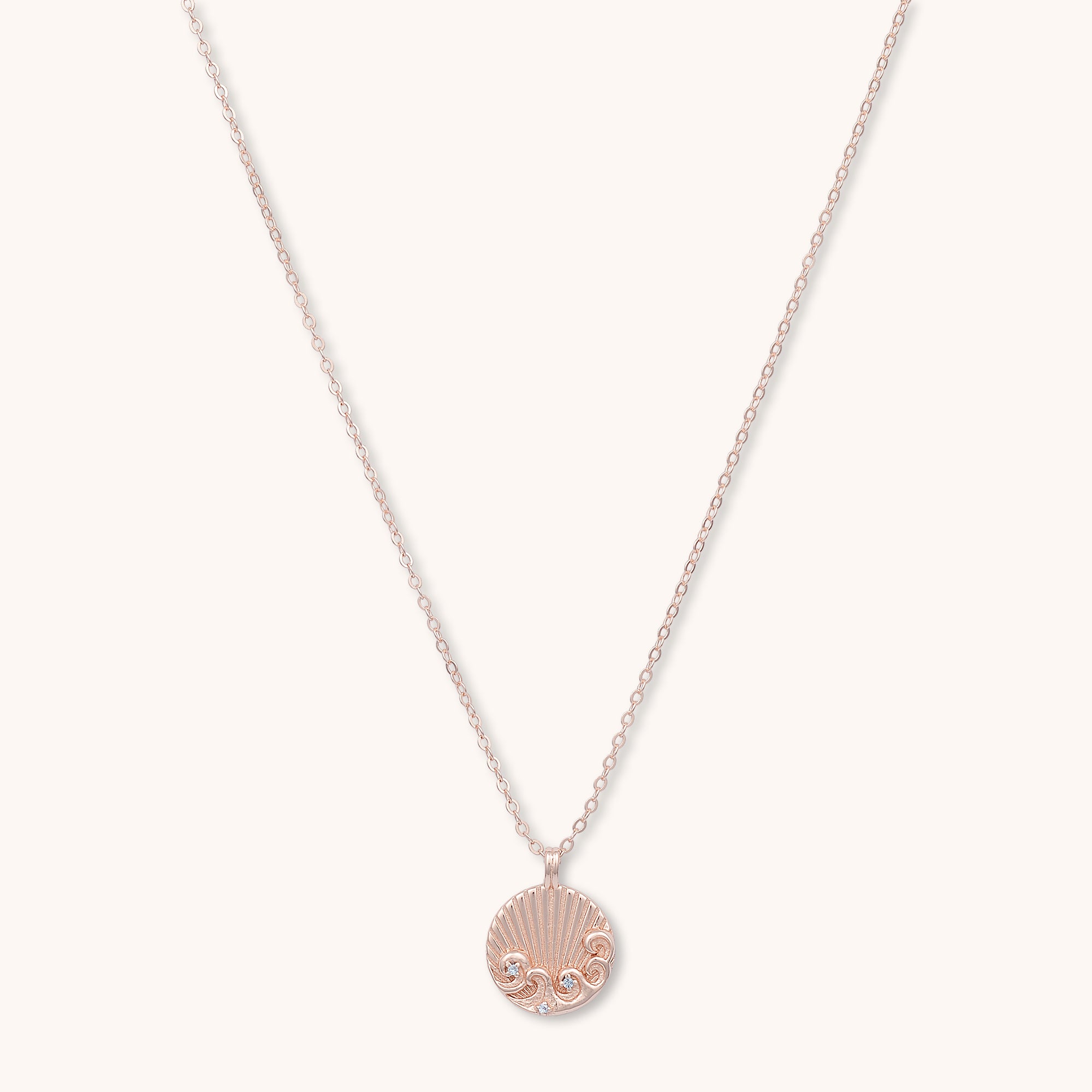 Water Element Medallion Necklace Rose Gold